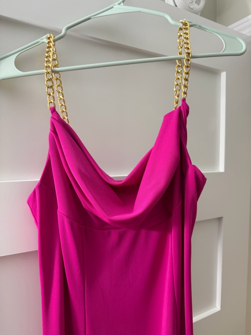MARINA Fuchsia Cowl-Neck Slip Midi Dress - Picture 3 of 5
